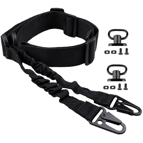 3Skull 2 Point Gun Sling Quick Adjust Quick Disconnect for Rifles, Airsoft, Paintball (Black Sling with 2 Pack Sling Mounts) Cover