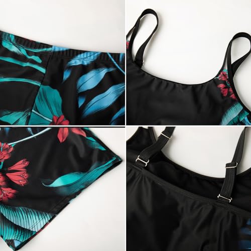 Hanna Nikole Athletic Swimsuit For Women Plus Size Swimwear Two Piece Bathing Suit For Summer Beach Side Red Flower 4Xl thumb #4