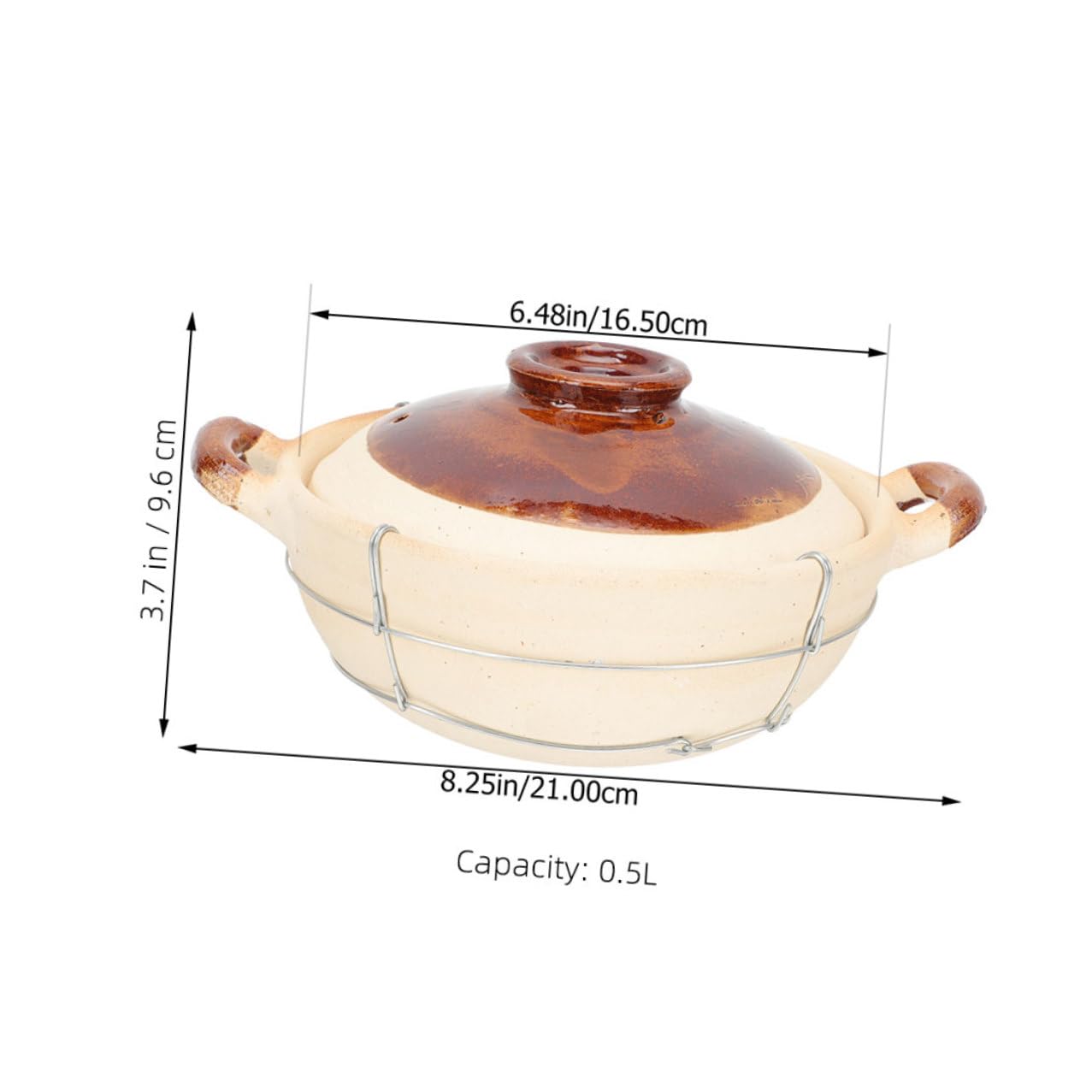BESPORTBLE 2 piezas Cazuela de Barro con Tapa Olla Redonda Ergonómica para Cocción Individual Guisos Sopas para Cocina Doméstica