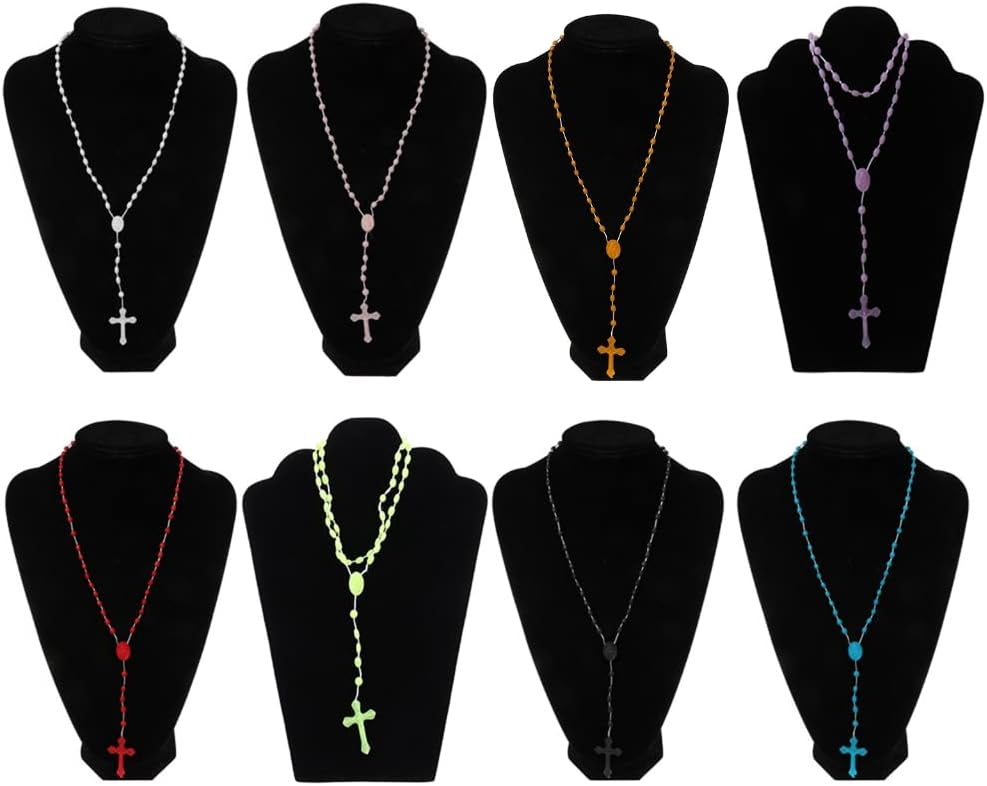 Plastic Rosary Beads Luminous Necklace Catholicism Prayer Religious Jewelry, Cross Necklace for Women, Cross Necklace for Men, Women's Chain Necklaces, Men's Necklaces - Image 3