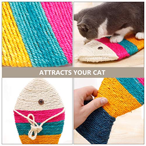 Brinquedo interativo para gatos da POPETPOP, placa de raspagem de gato, colorido listrado, peixe de