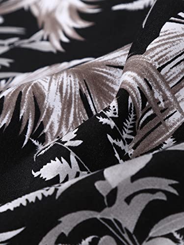 Floerns Men's Casual Tropical Print Button Down Short Sleeve Hawaiian Shirt Multi Black L #TOP4