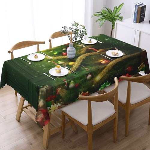 Nappe sapins de Noël rectangulaire 137 x 183 cm, nappe de table imperméable extérieur