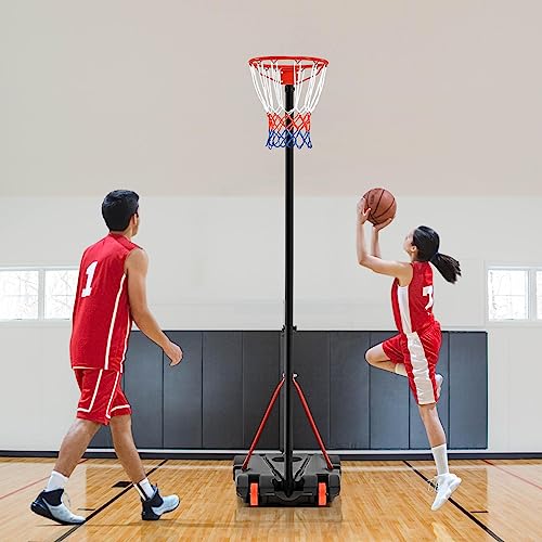 Yaheeetech Portable Netball Hoop Height Adjustable 1.71-3.05m Free Standing Netball Post Full Size Suitable for Children Adults