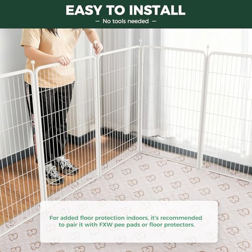 Image of FXW Rollick Unleashed Dog Playpen for Indoor, Yard, RV Camping, 45 inch 8 Panels for Large Dogs, White│Patented