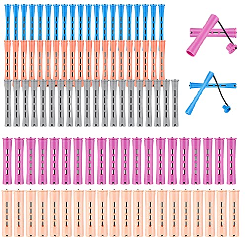 calary 100Pcs Hair Perm Rods Set 5 Sizes Plastic Perming Rods Curlers 5 Colors Cold Wave Rods
