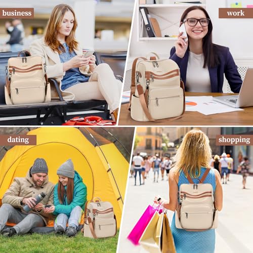 Image of PU Leather Backpack Purse for Women Travel Convertible Shoulder Tassel Bag Ladies Work Travel Handbags