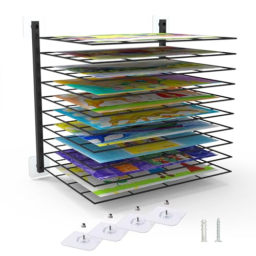 Kunst-Trockenständer, 10 verstellbare Regale, passend für alle Wände, Kunsttrockengestell für Klassenzimmer, Studios und kreative Räume