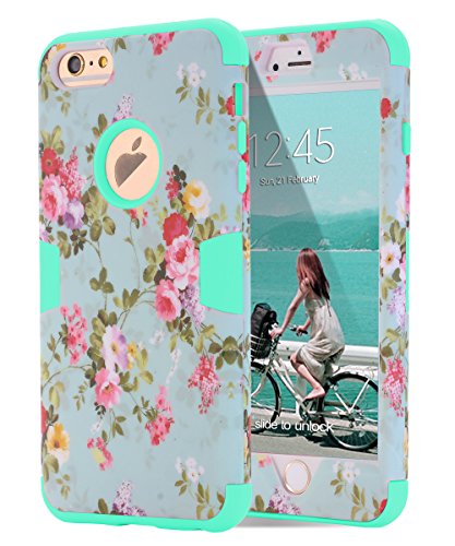 TOPSKY Compatible with iPhone 6s Plus case, iPhone 6 Plus case Flower, Three Layer Heavy Duty High Impact Resistant Hybrid Protective Cover Case for iPhone 6/6s Plus (Only for 5.5