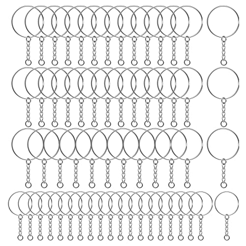 qingmeng 60 Stück Schlüsselring mit Kette, 40 25mm Schlüsselring für Schlüssel Handwerk DIY Schmuckherstellung, 20 15mm Schlüsselanhänger Selber Machen,Schlüsselanhänger Ringe Cover