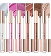 LUXAZA 6PCS Pink Brown Liquid Eyeshadow Set - Long Lasting &amp; Waterproof Liquid to Powder, 1 Matte...