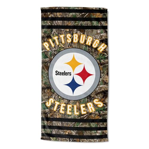 Image of Northwest NFL Pittsburgh Steelers Unisex-Adult Beach Towel, 30 inch x 60 inch, Realtree Camo Stripes
