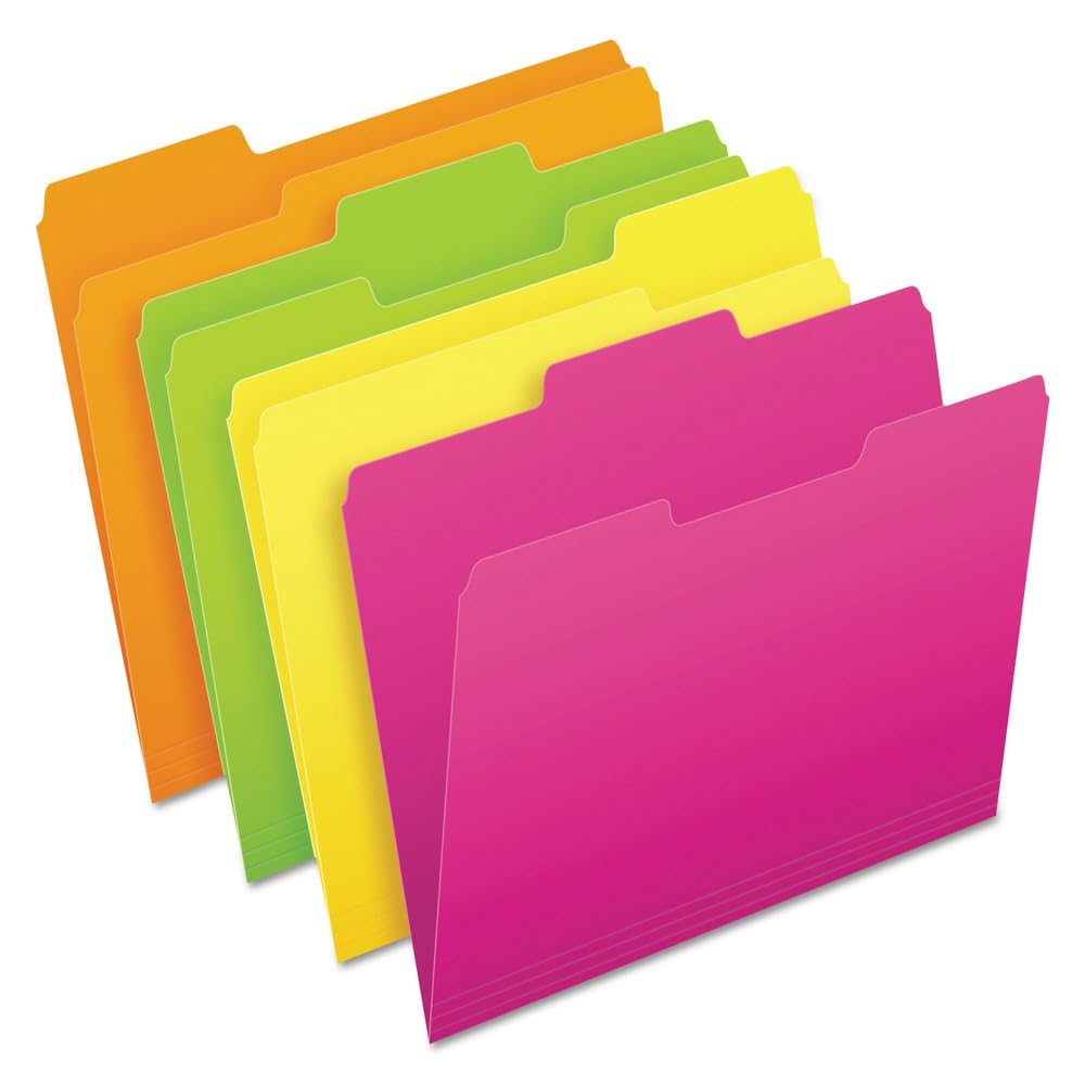 Pendaflex (R) Glow carpetas de archivo, 1/3 corte, 8 1/2in. x 11 en., tamaño carta, varios colores, paquete de 24
