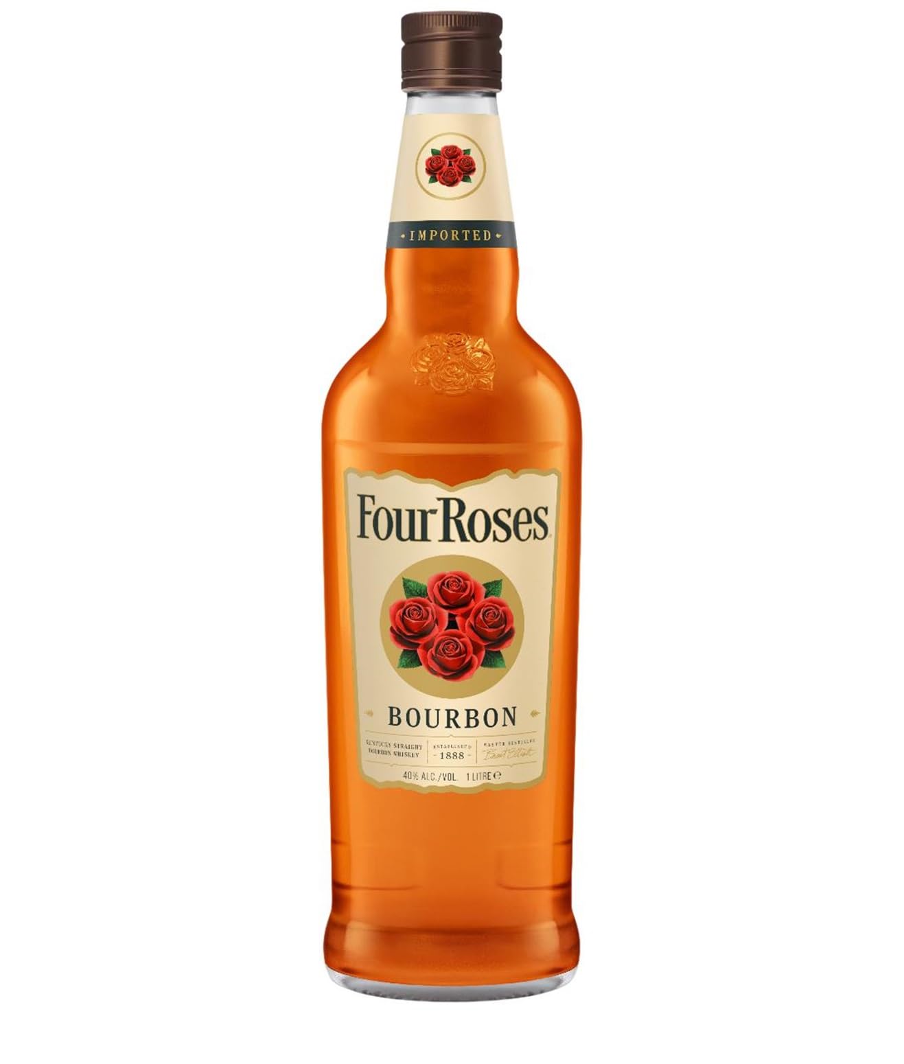 Four Roses Kentucky Straight Bourbon Whiskey – Sanfte Komposition aus 10 verschiedenen Whiskeys – Bourbon mit fruchtig-süßem Geschmack – 1 x 1 l