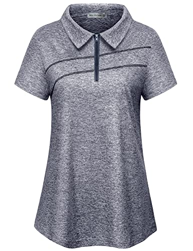 Image of MISS FORTUNE Women's Polo Shirts, Golf V-Neck Workout Tops, Moisture Wicking Ladies Golf Shirt Losse Fit for Tennis Yoga