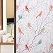 Folia okienna, prywatność 3D, folia okienna, matowe folie przylegające, kolorowe drzewko ptaków, statyczne przyleganie, bez kleju, samoprzylepne naklejki na szkło do łazienki, pod drzwi prysznicowe, podkładka grzewcza, ochrona przed promieniowaniem UV, 60 x 200 cm