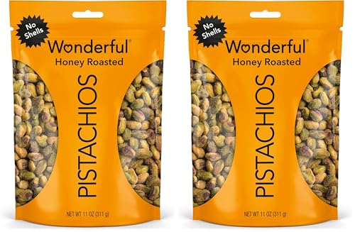 Image of Wonderful Pistachios No Shells, Honey Roasted Nuts, 11 Ounce Resealable Bag, Protein Snacks, Gluten Free, Healthy Snacks (Pack of 2)