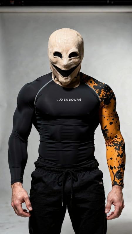 Image of Mens Gym Compression T-Shirt | Polyester Full Sleeve Sports Wear and Rash Guard for Training Workout and Athletic Activewear