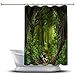 Kurtyna prysznicowa z nadrukiem leśnej scenerii / wodoodporna do Twojej wanny łazienki dekoracje - głęboka tropikalna dżungla z rzeką