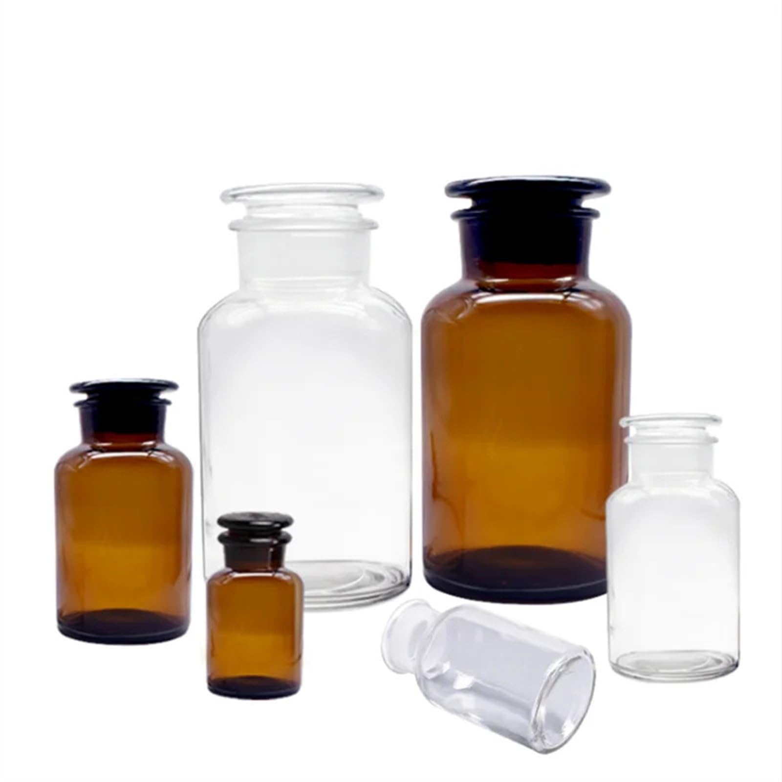 CQAHDSEVF Borosilicate Glass Bottles, Graduated Glass Reagent Bottles, Frosted Mouth Sealed Vials, Multicolor, 30-1000ml(Brown 1000ml)