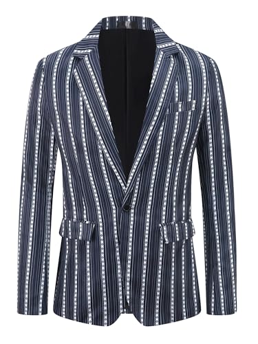 Lars Amadeus Striped Blazer for Men's Single Breasted Contrast Color Retro Sports Coat