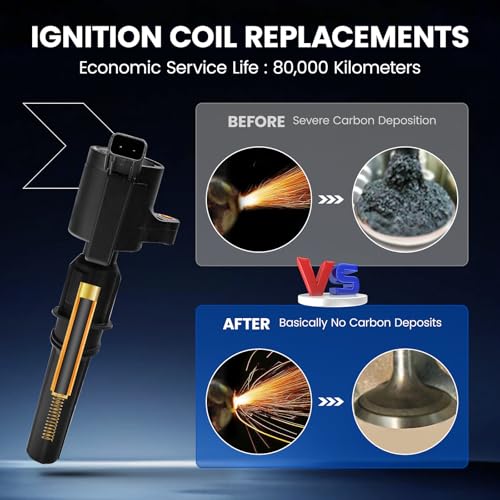 Image of 8 Ignition Coils - Fix Misfires for Ford F-150 /250 /350 /E-Series /Expedition /Mustang & Lincoln Navigator /Town Car /Aviator & Mercury Mountaineer (4.6L /5.4L V8) - Repl. DG511 /3L3Z12029BA(8-Pack)