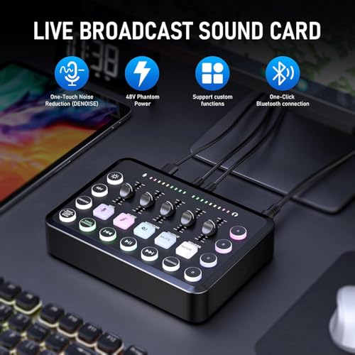 Image of Xclamor : XA-S31 Gaming Audio Mixer Live Sound Card with XLR Microphone Interface 48V Phantom Power RGB Lighting DJ Effects Voice Changer USB OTG for Podcast Streaming Recording PC Smartphone