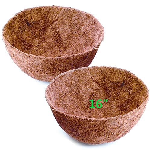 Y&M 2PCS 16 Inch Pre-Formed Round Coco Fiber Hanging Basket Liner, Coco Replacement Liner - 2pcs