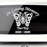 Custom Butterfly In Loving Memory Personalized Car-Wall-Vinyl Decals Stickers (8 Inches)