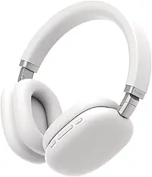 Basike Fones de Ouvido Sem Fio, Headphone Bluetooth on-ear com Microfone, ANC Cancelamento do Ruído, Até 50 Horas de Música, HQ001B (Branco)