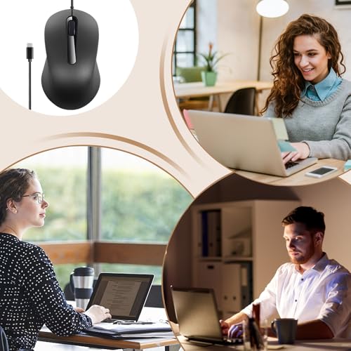 Ratón con cable para PC con diseño ergonómico, clics silenciosos y conexión USB 4