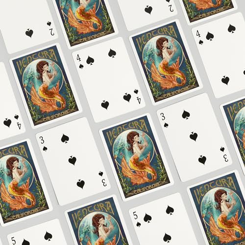 Lantern Press Naipes Poker Ventura California Sirena 52 cartas miniatura 4