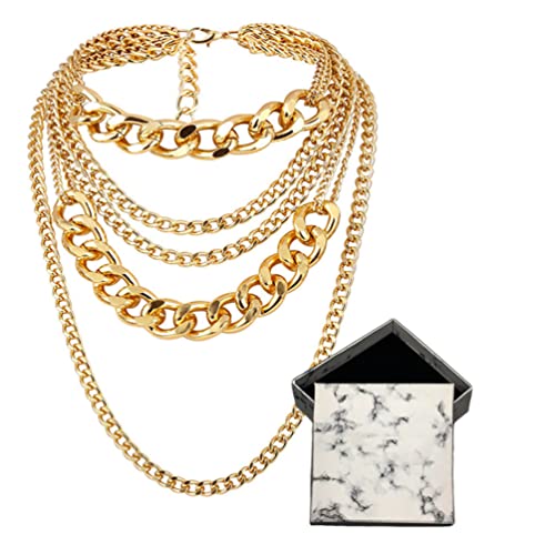 Punk Chain Chunky Necklaces for women Multilayer Collar Necklace Gold
