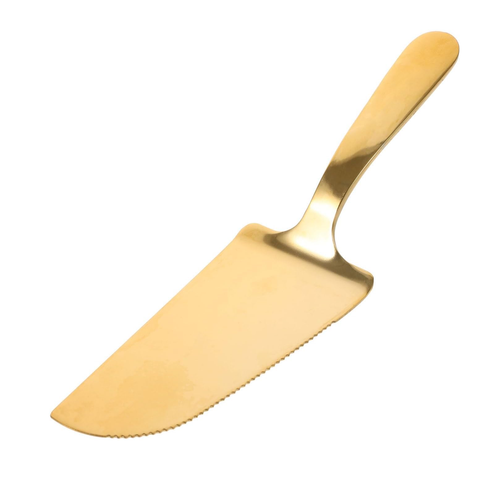 Golden Cake Cutting Knife & Server | Stainless Steel Pastry Pie Spatula with Serrated Edge | Cutter for Birthday Cakes, Weddings, Parties – Pack of 1 (Pack of 1) (Golden)