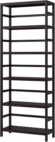Miniatura 8 de Bamjoy Estante de bambú, estantería de 6 niveles, estantes de almacenamiento ajustables, estante alto para plantas, estante de almacenamiento para