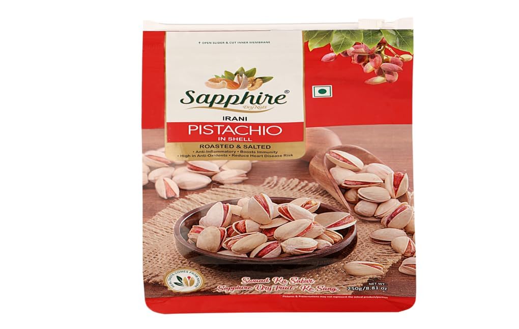 Sapphire pistachios Iranian Roasted & Salted 250gm | (Raw,Gluten Free, Non-GMO and Vegan) Perfectly Roasted | Nutritious & Crunchier pista dodi Nuts | Tasty & Healthy Snacks, Healthy, Lightly Salted pistachio , Source of Protein (B0B5H5GG6F) Amazon Price History, Amazon Price Tracker