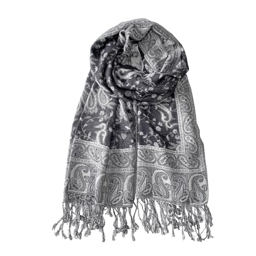 Image of Pashmina Scarf for Women Shawls and Wraps Reversible Paisley Vintage Jacquard Soft Silky Rave Scarves Men