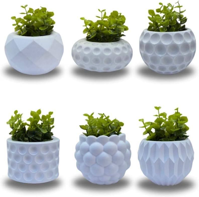 Kit 6 vasos decorativos com plantas artificiais inclusas para decoração sal...