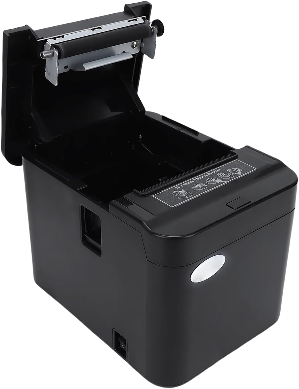 Bisofice ZY-Q822 printer with top cover open, ready for paper loading