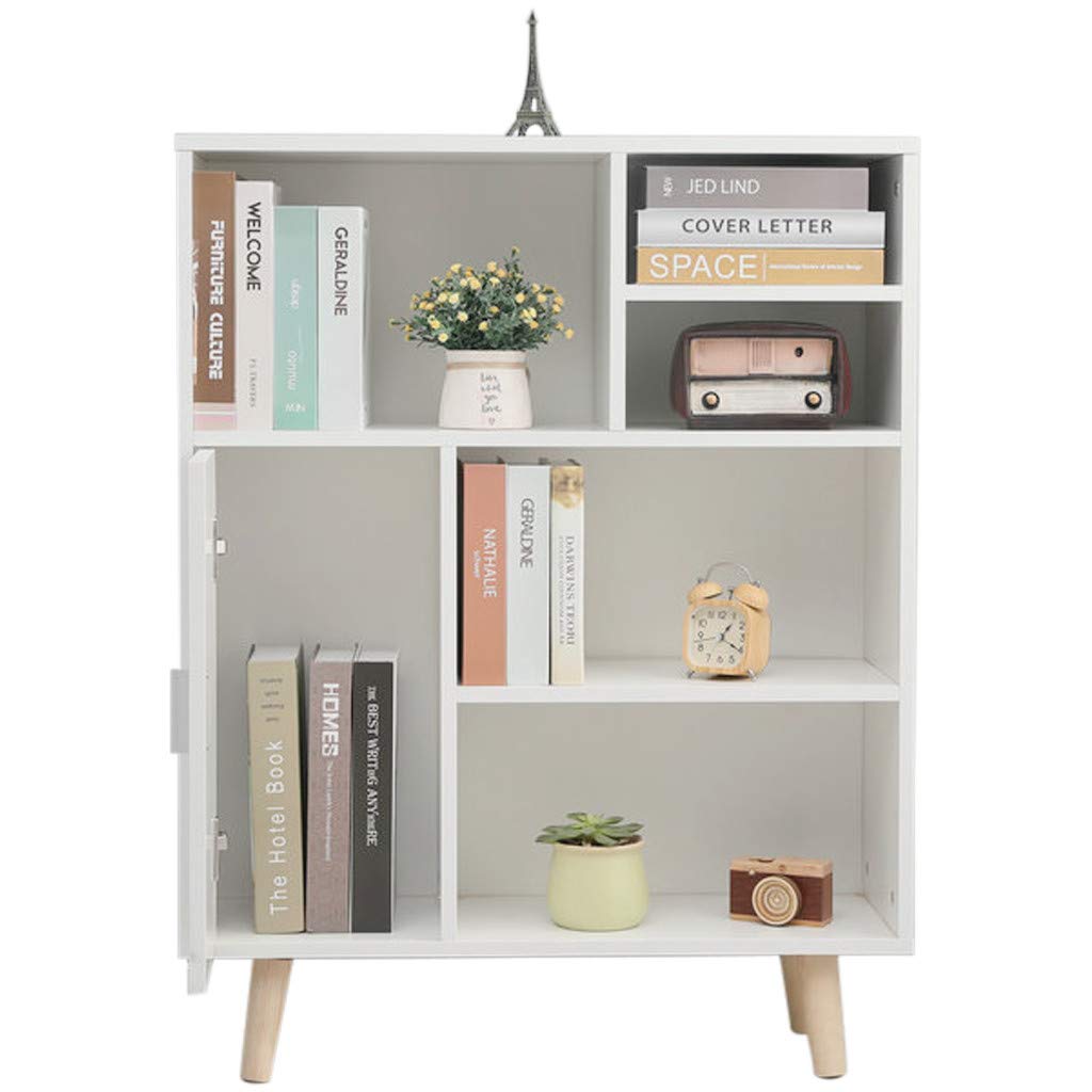 huijdew White Wood Bookcases Bookshelf Small Floor 5Shelf Free Standing Bookcase