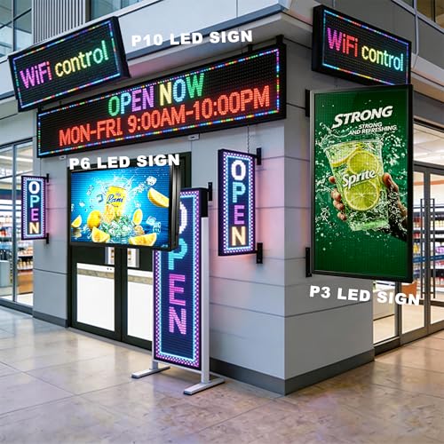 Image of P10 Programmable Scrolling LED SIGN 115 inchx14 inch LED Display, 4000cd /m High Brightness led Display with WIFI+USB, Waterproof Outdoor Digital Sign Screen, SMD Technology Open Sign for Advertising Advertising