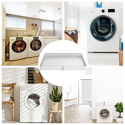 Washing Machine Drip Pan 18GA Stainless Steel Washer Drip Pan w/Drain Hole & 1/4\" Drain Valve Contain Washer leaks and Look Good in Your Laundry Room(27 x 25 x 2.5 inch) - Thumbnail 2