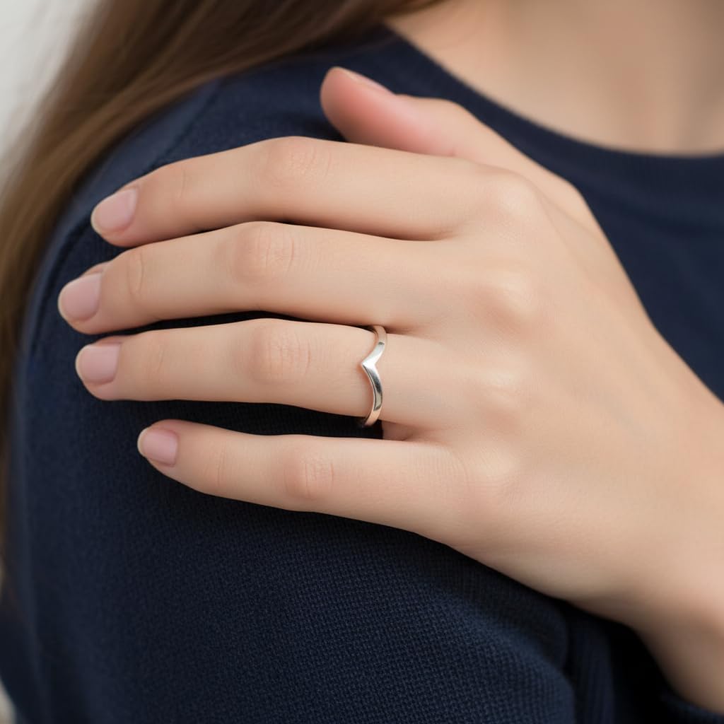 Chevron Ring Classical Simple Plain Statement Promise Ring For Women Girls