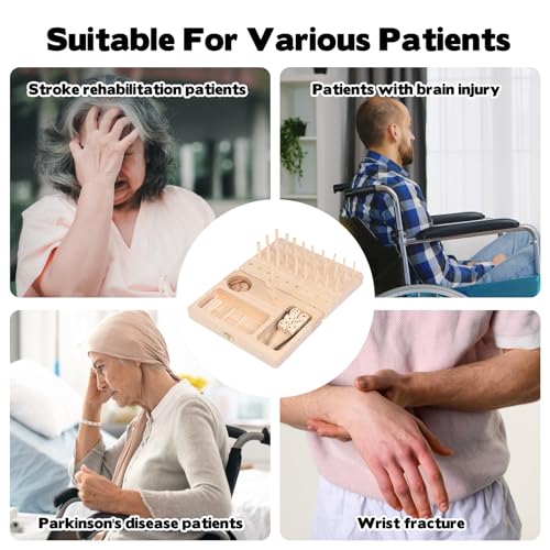 Wooden Pegboard for Finger Dexterity, 36-Hole Wooden Hand Therapy Peg Board with Finger Exercise Tools, Occupational Therapy Toys for Adults to Improve Fine Motor Skills and Hand-Eye Coordination - Image 6