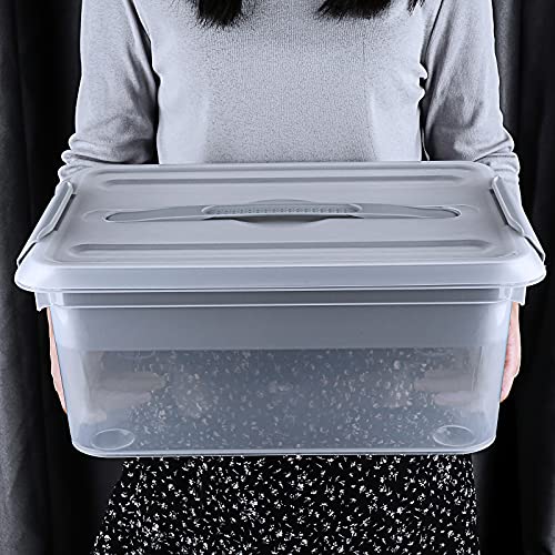 BTSKY Stack & Carry Box, Clear Plastic Storage Container Stackable Home Utility Box with Removable Tray Multi-Purpose Storage Bin for Organizing Stationery, Sewing, Art Craft Supplies(Grey) by BTSKY - Image 4