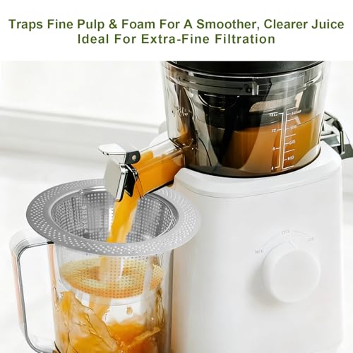 2PCS Pulp Strainer for Nama J2 Cold Press Juicer - Suitable for Nama J2 Juicer Secondary Fine Filter Accessories, 5.5 in & 4.2in 304 Stainless Steel