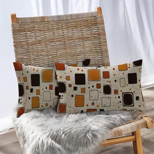 Housse de coussin extérieur imperméable lot de 2 avec lin et fermeture invisible beige - 5