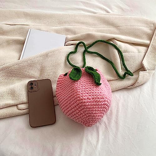 Image of Minache Women Mini Fruit Knitting yarn Crochet Crossbody Shoulder Bag Coin Purse