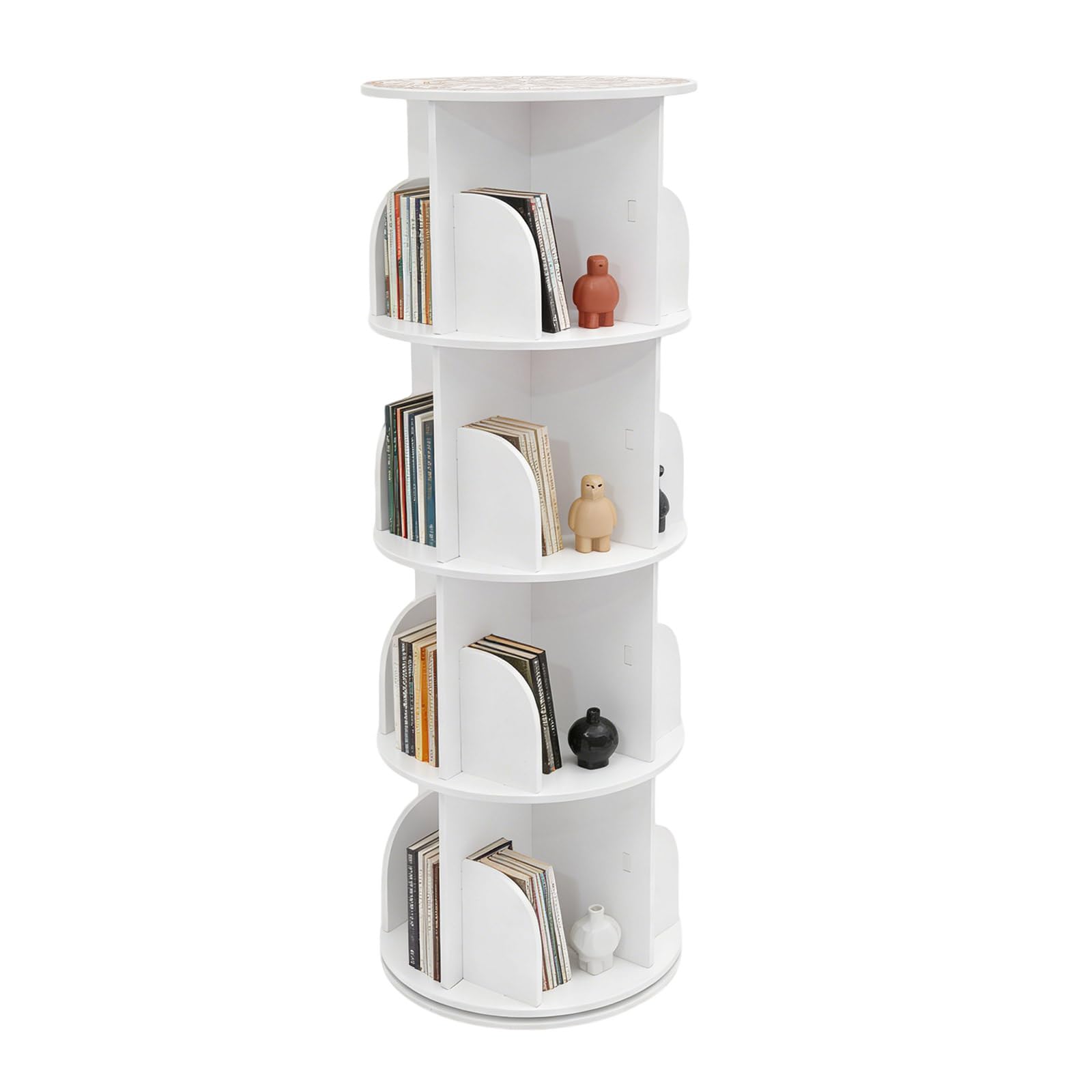 Libreria girevole a 360° a 4 livelli, 39,5 x 115,5 cm, bianco, con 16 scomparti, salvaspazio, portata 60 kg, per soggiorno, cameretta dei bambini e ufficio