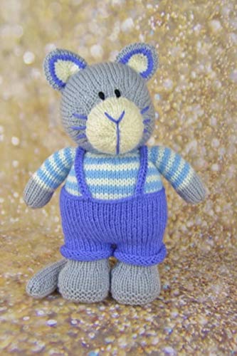 Knitting Pattern Purrrcy The Cat from Knitting by Post Leaflet. Time to Roll Out The Yarn for This Adorable Feline Creation in Blue, Cream and Grey